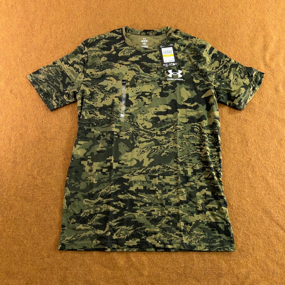 Under Armour Mens Medium Green ABC Camo Digital Tiger Stripe T-Shirt NWT